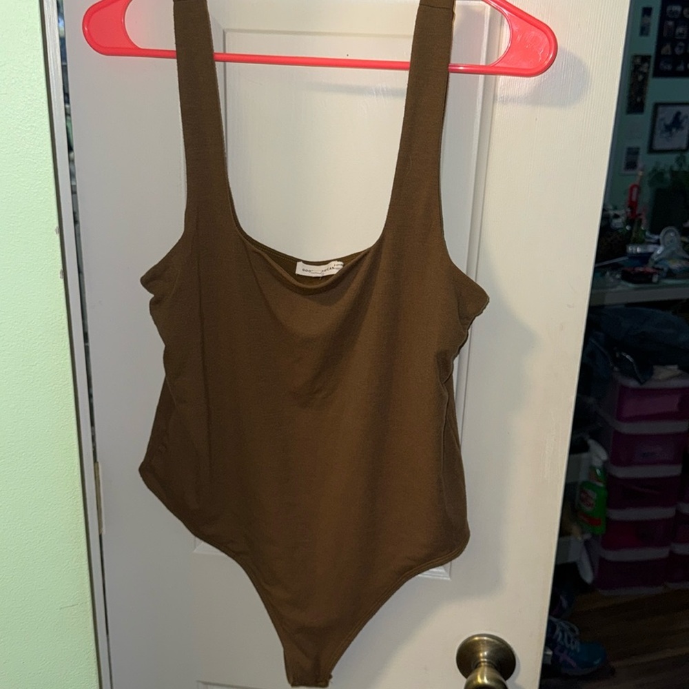 Good American Modern Tank Bodysuit Sepia/Brown Square Neck Thong Size XL (4)